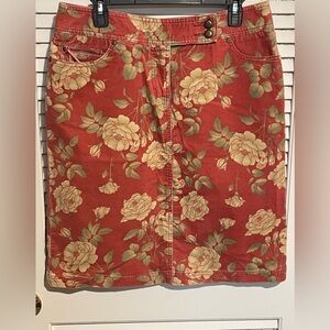 LIZ CLAIBORNE Floral Print Corduroy Skirt